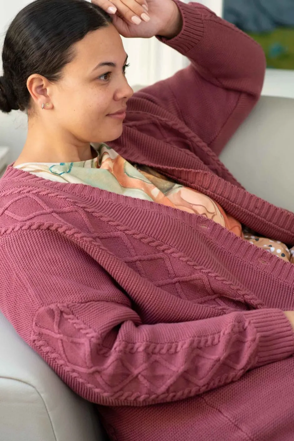 Hot Lazybones Charli Cardigan Mulberry *Organic Cotton