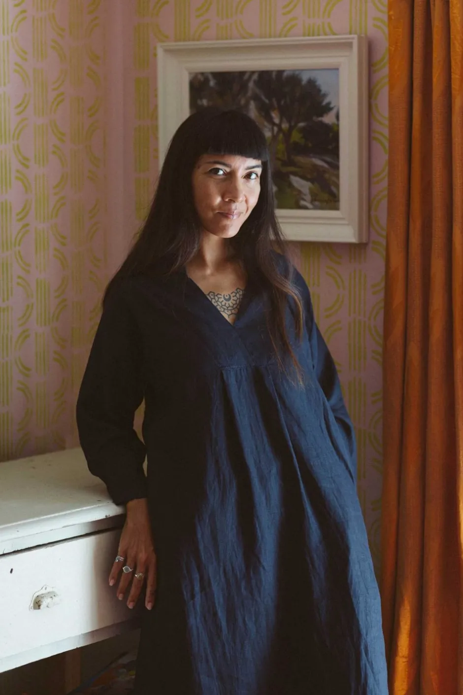 emma_linen_dress_in_dark_navy_7.webp Cheap Lazybones Emma Linen Dress In Dark Navy