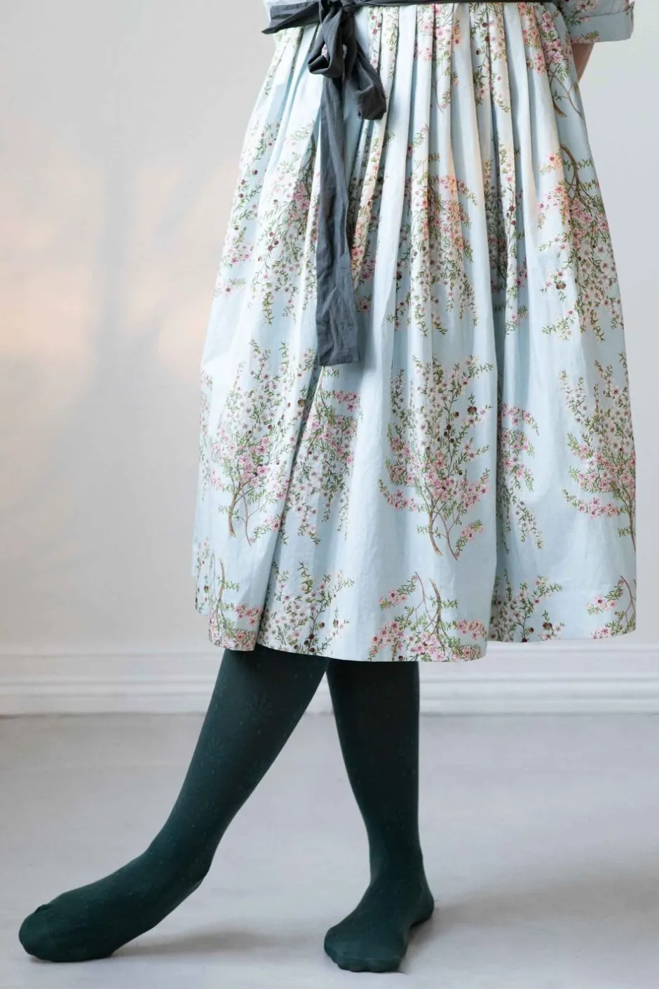 Store Lazybones Fleur Teal Cotton Tights