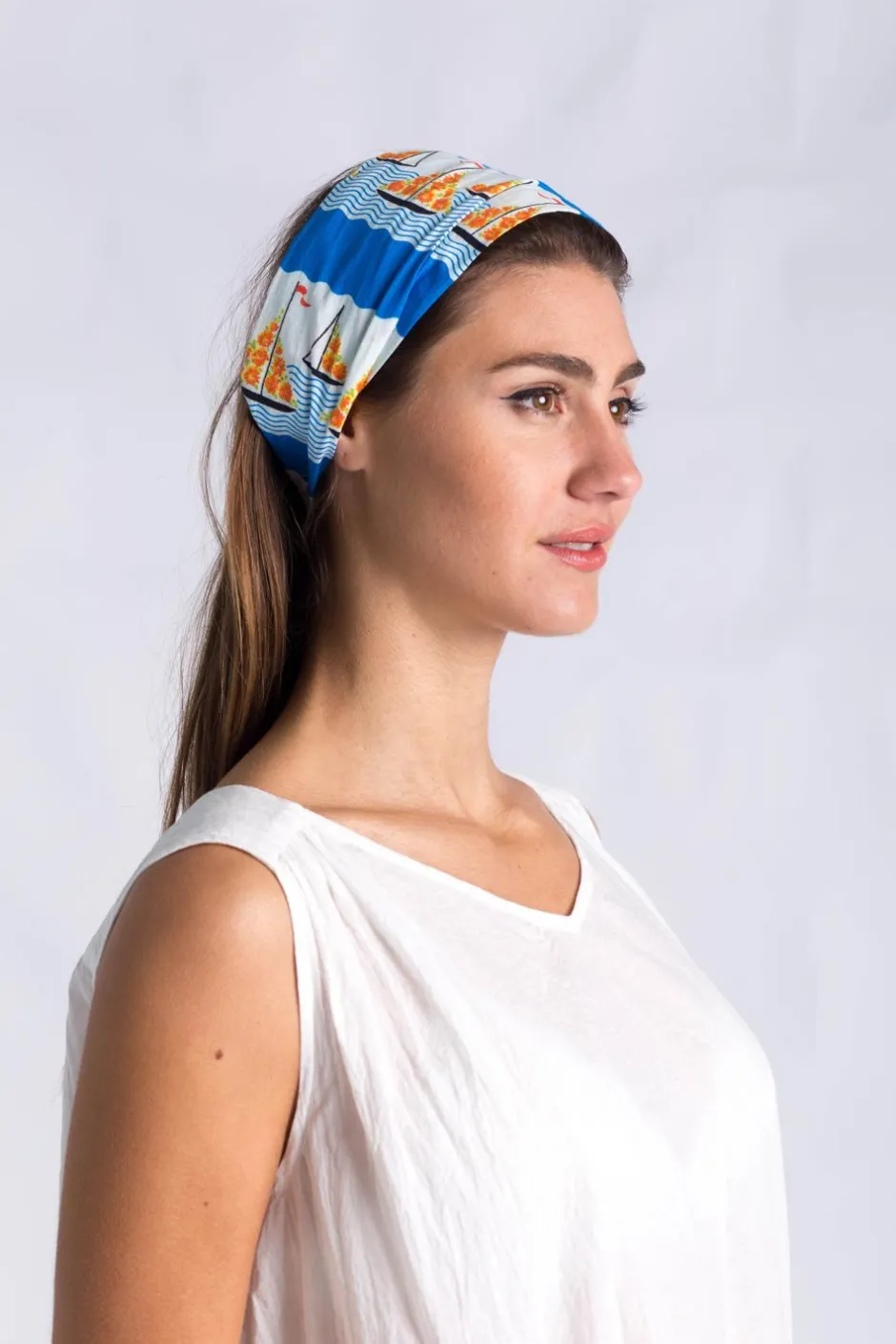 Sale Lazybones Head Scarf In Seaside *Organic Cotton