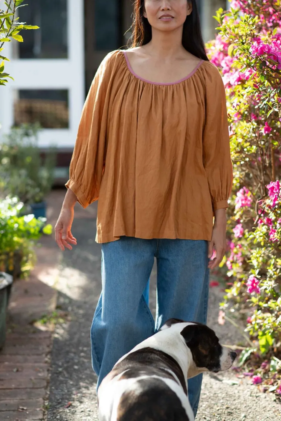 Fashion Lazybones Hetti Linen Top Caramel