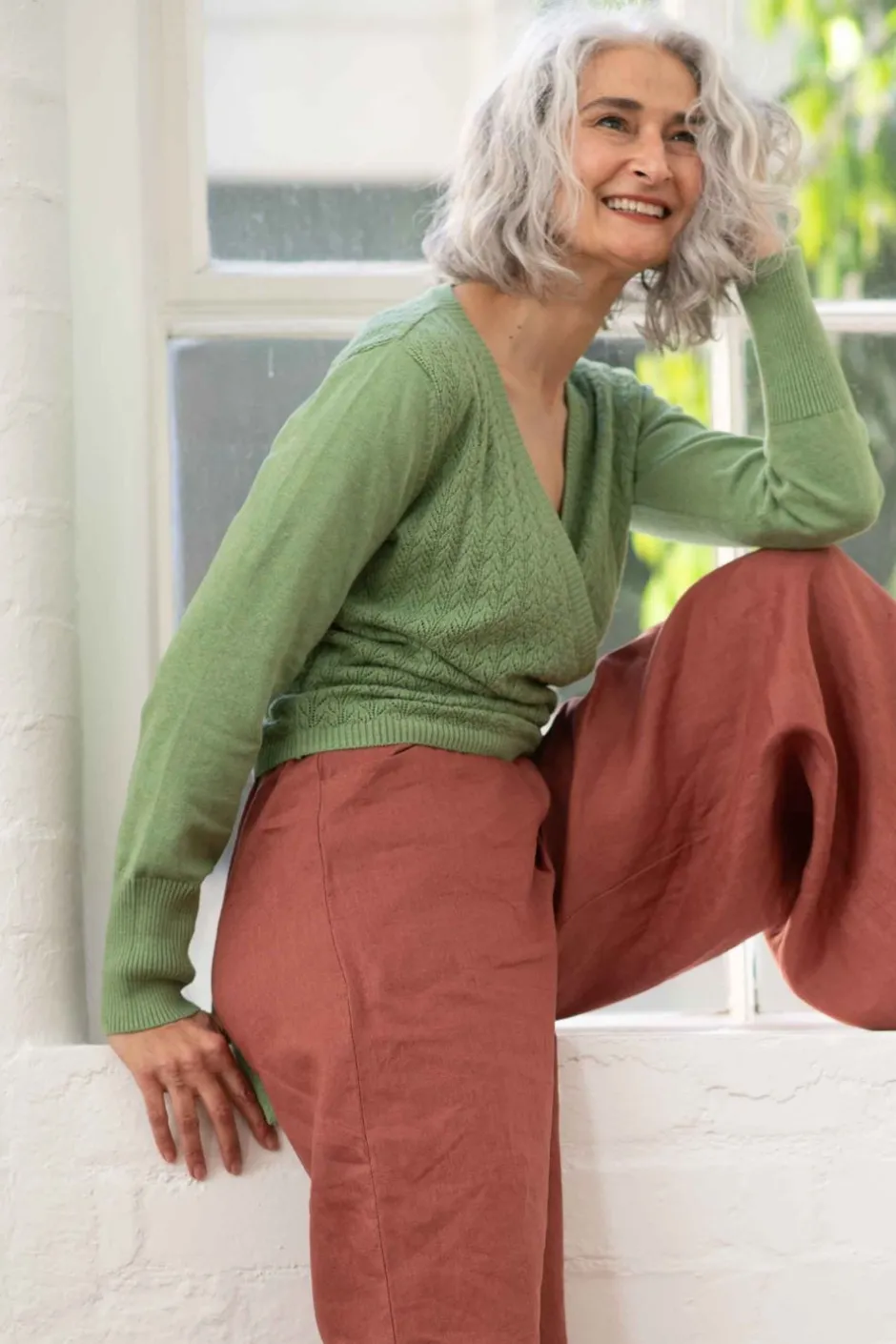 Discount Lazybones Imogen Wrap Cardigan Cottage Green