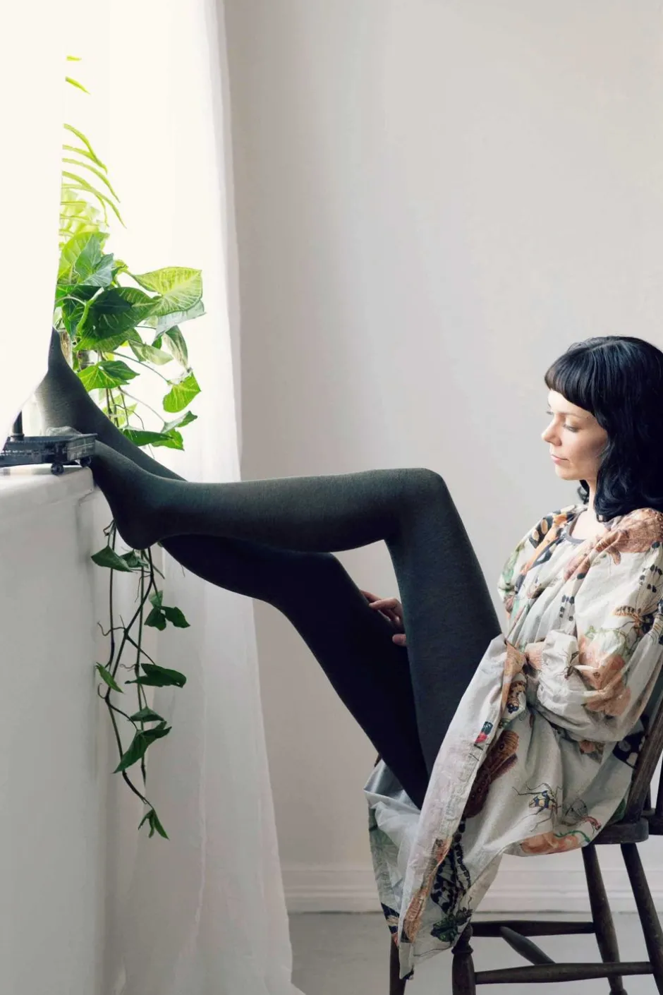 Online Lazybones Luxe Green Wool Tights