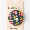 Hot Lazybones Painted Floral Brooch