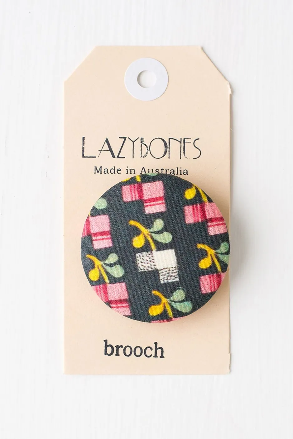 Hot Lazybones Painted Floral Brooch