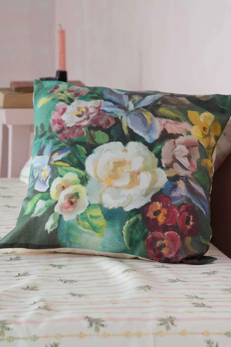 Sale Lazybones Painted Flowers Cushion Cover *Organic Cotton