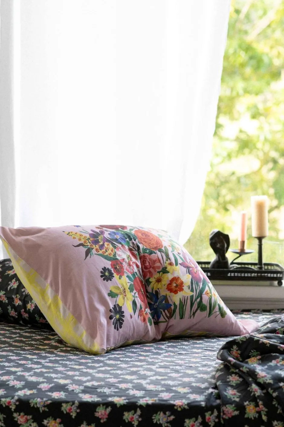 Fashion Lazybones Rainbow Floral Pink Pillowcase Set *Organic Cotton