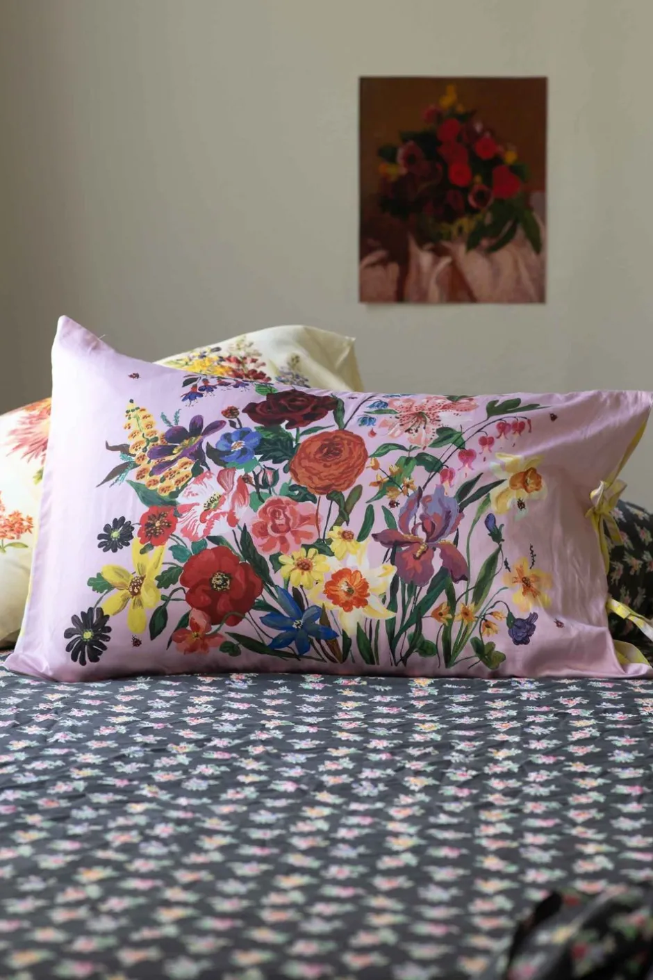rainbow_floral_pink_pillowcase_set_organic_cotton_2.webp Fashion Lazybones Rainbow Floral Pink Pillowcase Set *Organic Cotton