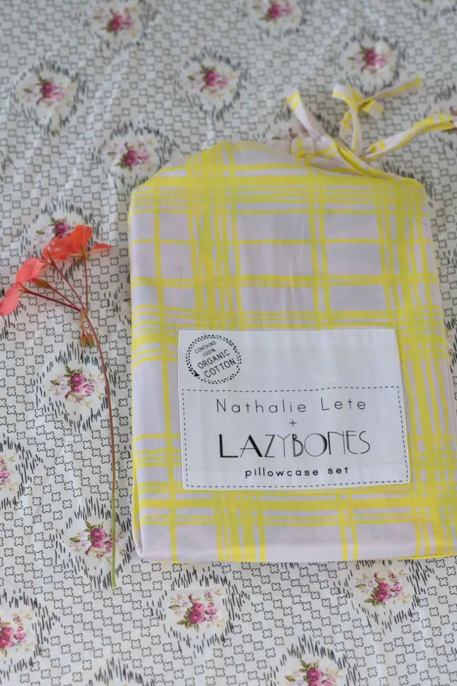 rainbow_floral_pink_pillowcase_set_organic_cotton_4.webp Fashion Lazybones Rainbow Floral Pink Pillowcase Set *Organic Cotton