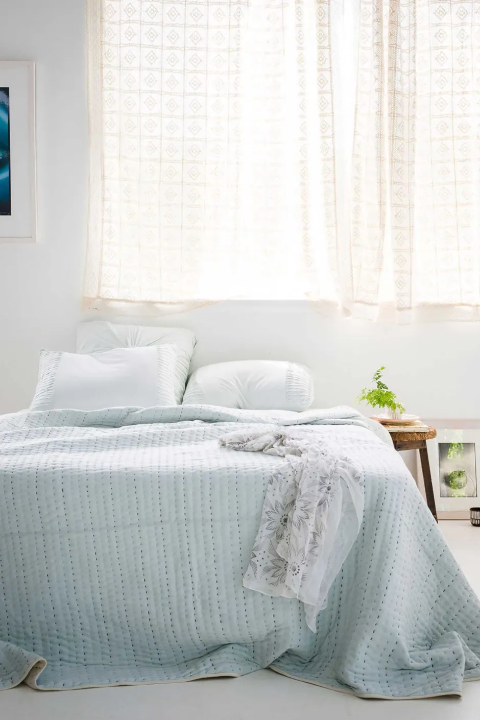 Fashion Lazybones Rosette Pillowcase Set In Chalk Blue *Organic Cotton