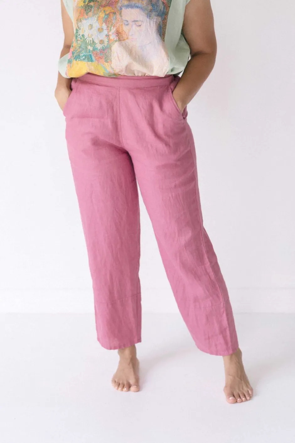 Flash Sale Lazybones Sara Linen Pant In Rose