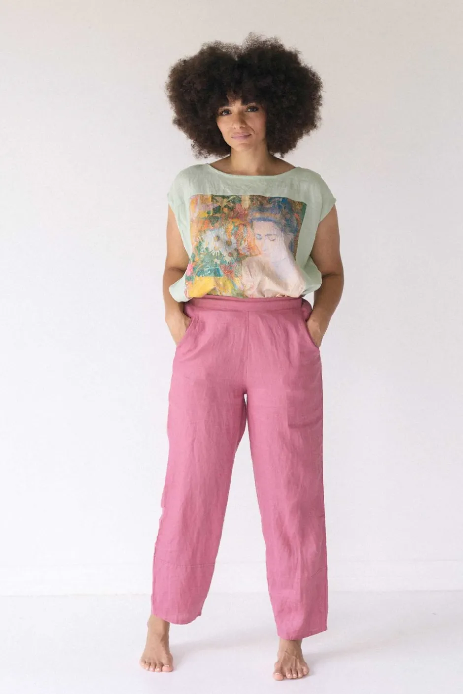 Flash Sale Lazybones Sara Linen Pant In Rose