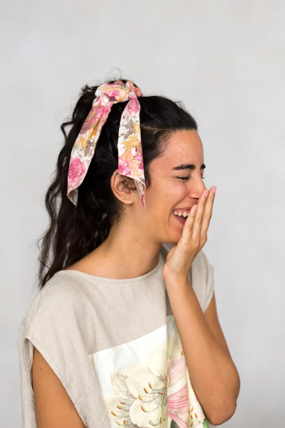 Fashion Lazybones Scrunchie With Scarf In Peony