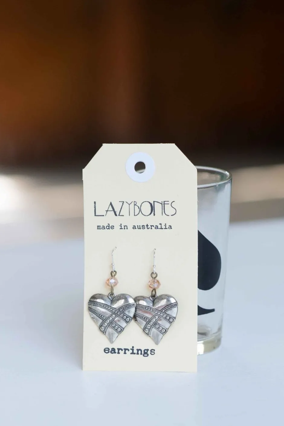 Clearance Lazybones Silver Hearts Earrings
